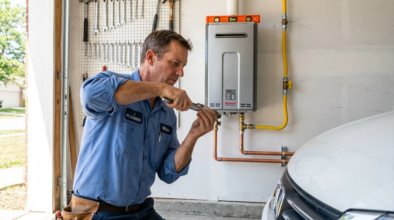 Tankless water heater installation by a Johns Plumbing LLC plumber in Holbrook
